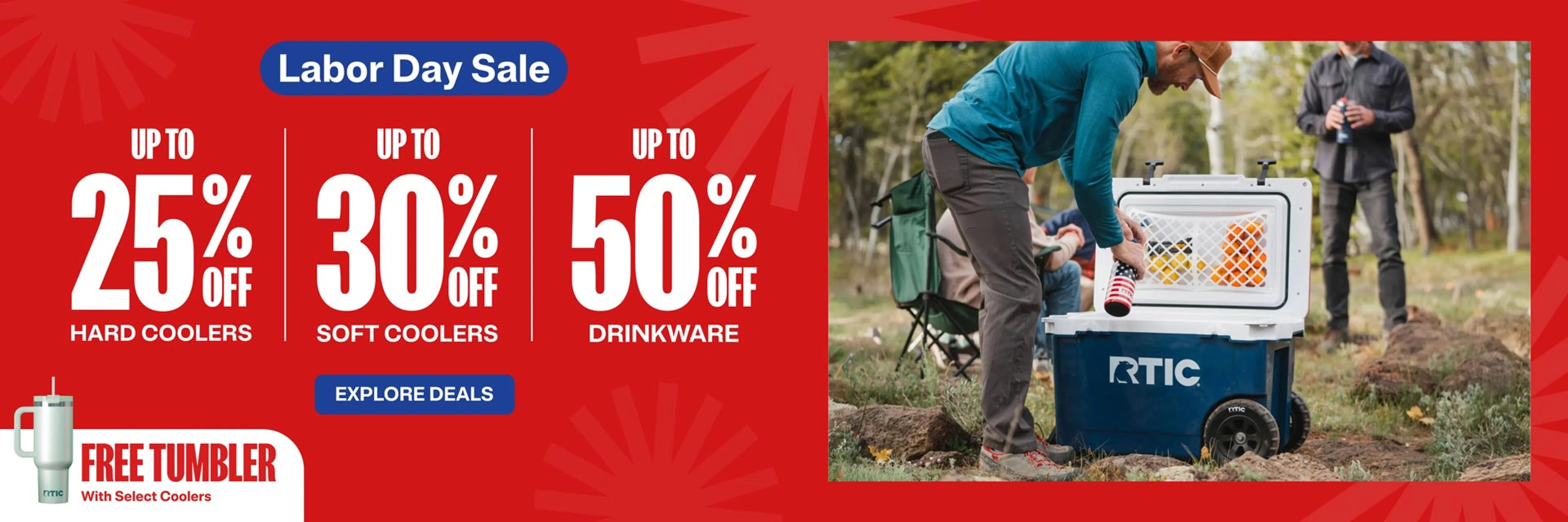 Labor Day sale on coolers and drinkware